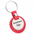 Personalised Engraved Circle Keyring with Leather
