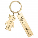 Engraved Rectangle Personalised Keyring with Boy Charm
