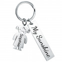 Engraved Rectangle Personalised Keyring with Girl Charm