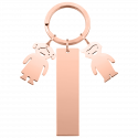 Engraved Rectangle Personalised Keyring with Boy and Girl Charms