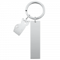 Personalised Engraved Rectangle Keyring with Cat Charm