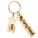 Personalised Engraved Rectangle Keyring with Dog Charm