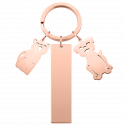 Personalised Engraved Rectangle Keyring with Dog and Cat Charms