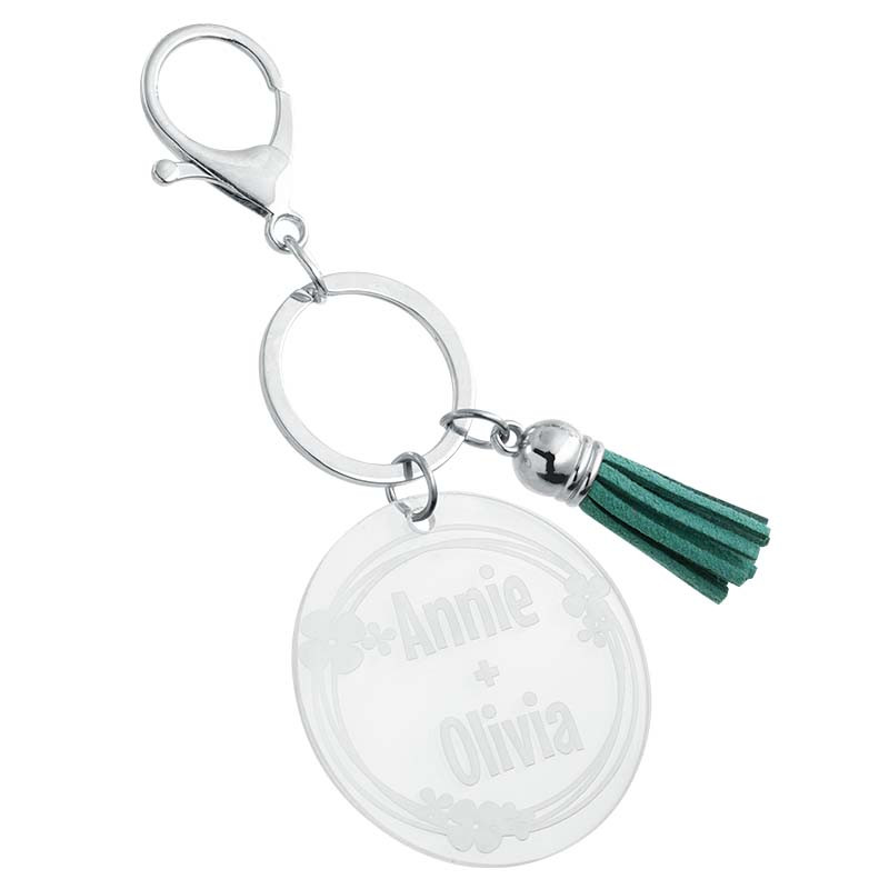 Personalised Acrylic Keyring with Tassel - Ornamental Design