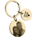 Personalised 2 Circles with Photo Engraved Keyring