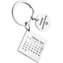 Personalised Square Calendar Engraved Keyring with Circle