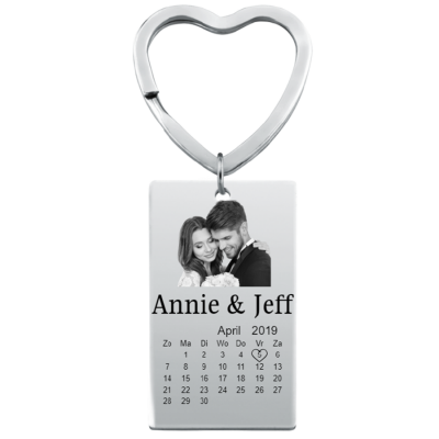 Engraved Photo, Text and Calendar Keyring