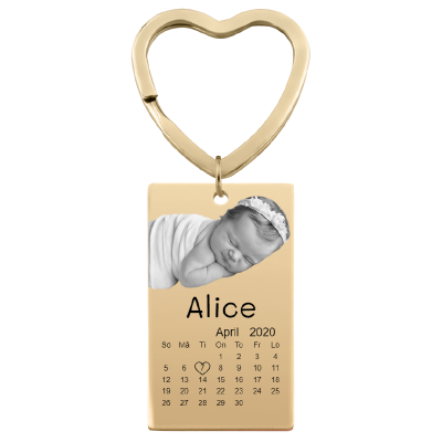 Engraved Photo, Text and Calendar Keyring