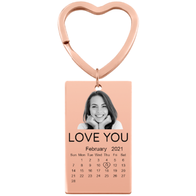 Engraved Photo, Text and Calendar Keyring