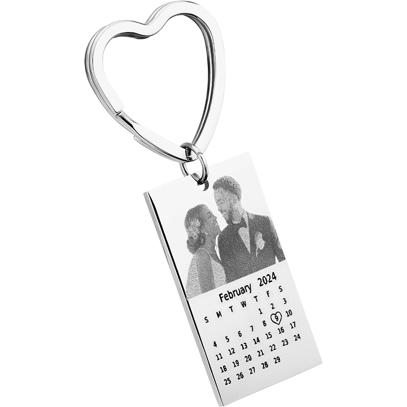 Engraved Photo and Calendar Keyring