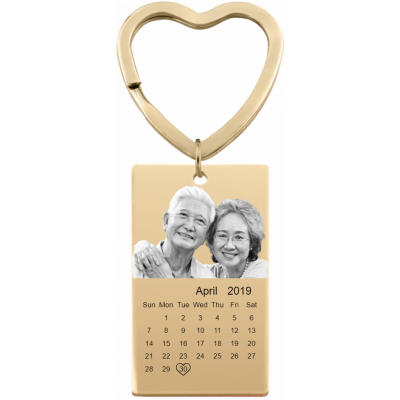 Engraved Photo and Calendar Keyring