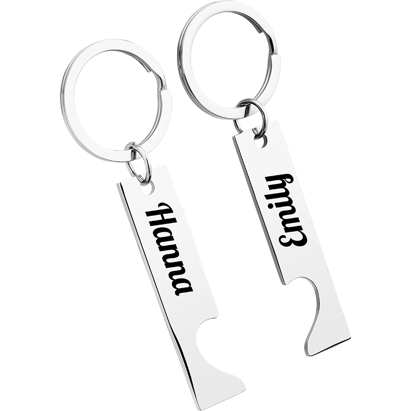 Personalised Couple Heart Engraved Keyrings