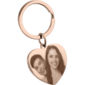 Personalised Heart Photo and Text Engraved Keyring