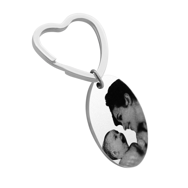 Personalised Oval Photo Engraved Keyring