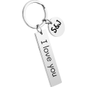 Rectangle and Circle Engraved Keyring