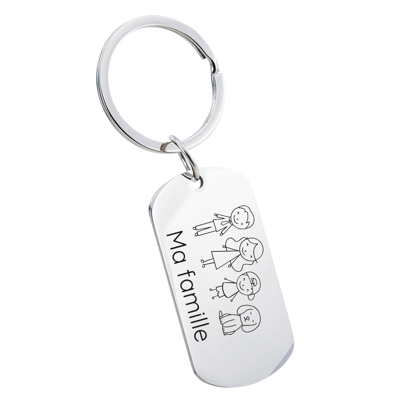 Personalised Engraved Military Tag Keyring with Family Icons