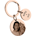 Personalised 2 Circles with Dog or Cat Photo Engraved Keyring
