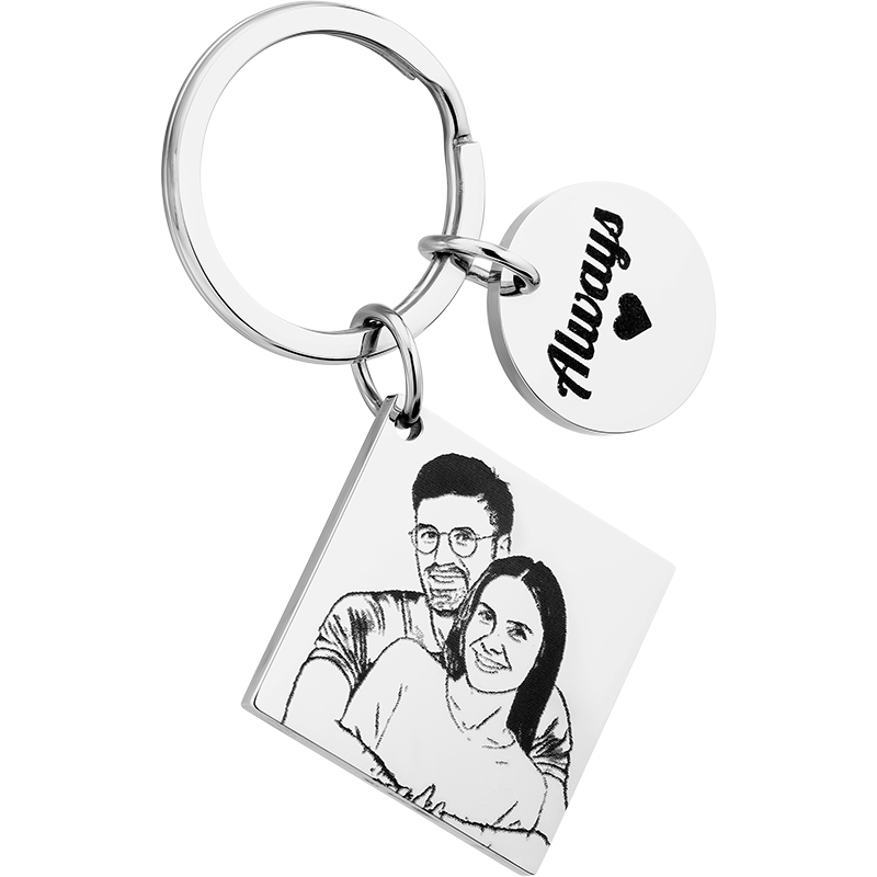 Picture-to-Drawing Square Keyring