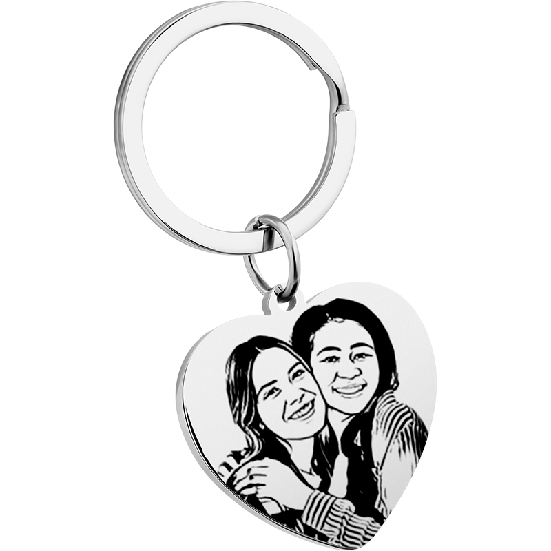 Picture-to-Drawing Heart Keyring