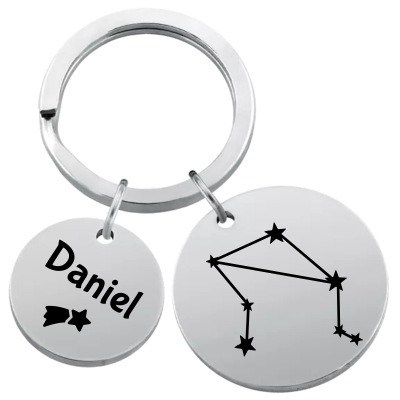 Personalised Circle Keyring with Constellation Personalised Circle Keyring with Constellation