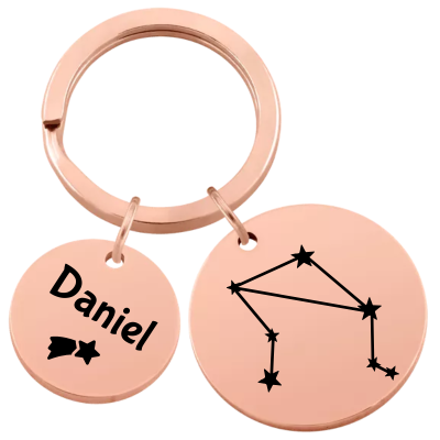 Personalised Circle Keyring with Constellation Personalised Circle Keyring with Constellation