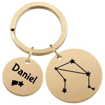 Personalised Circle Keyring with Constellation Personalised Circle Keyring with Constellation