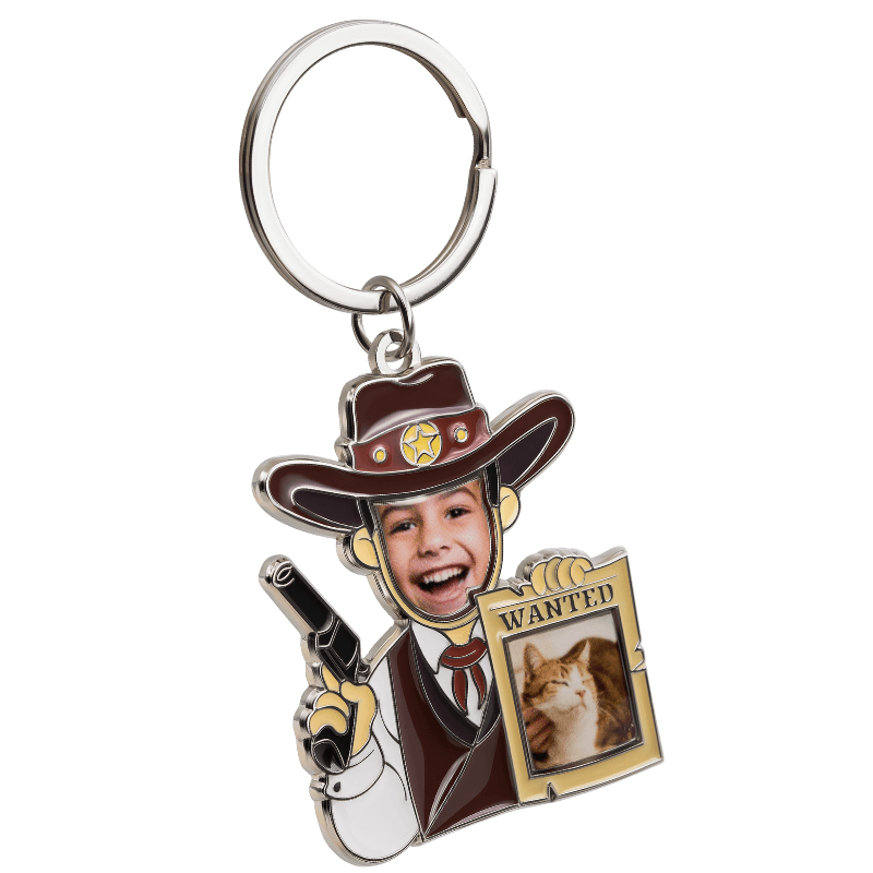 Wanted Poster Keyring with Personalised Face