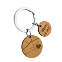 Personalised Geo-map Wooden Keyring