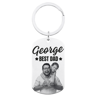 Personalised Photo Engraved Keyring - Best Dad Personalised Photo Engraved Keyring - Best Dad