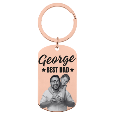 Personalised Photo Engraved Keyring - Best Dad Personalised Photo Engraved Keyring - Best Dad