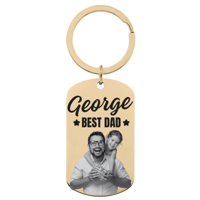 Personalised Photo Engraved Keyring - Best Dad Personalised Photo Engraved Keyring - Best Dad