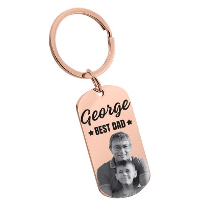 Personalised Photo Engraved Keyring - Best Dad Personalised Photo Engraved Keyring - Best Dad