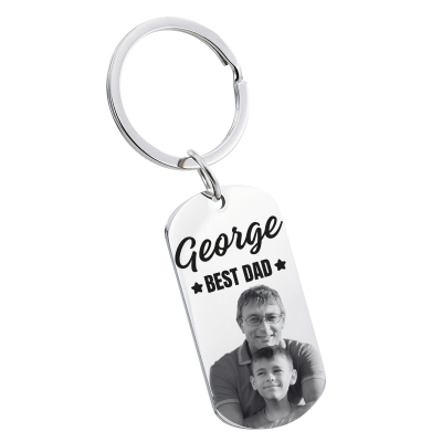 Personalised Photo Engraved Keyring - Best Dad Personalised Photo Engraved Keyring - Best Dad