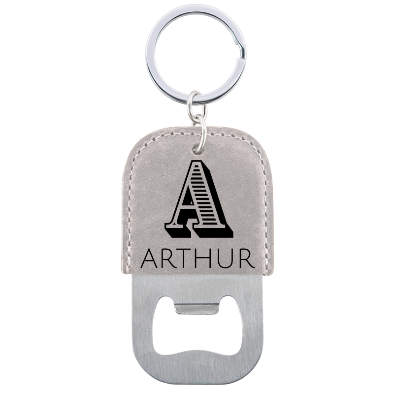 Personalised Leather Bottle Opener Keyring with Engraved Name, Gift for Him