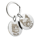 Double Circle Pet Keyring—Customize with Two Pets' Photos and Names