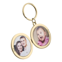 Engraved Lovers' Initials Locket Keyring with Hidden Photos Inside