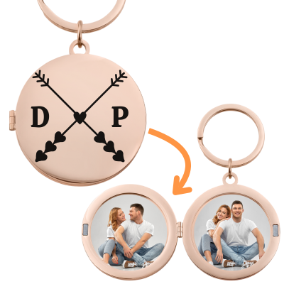 Engraved Lovers' Initials Locket Keyring with...