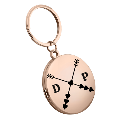 Engraved Lovers' Initials Locket Keyring with...
