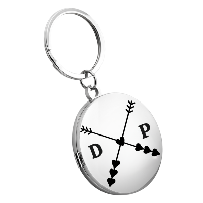 Engraved Lovers' Initials Locket Keyring with...