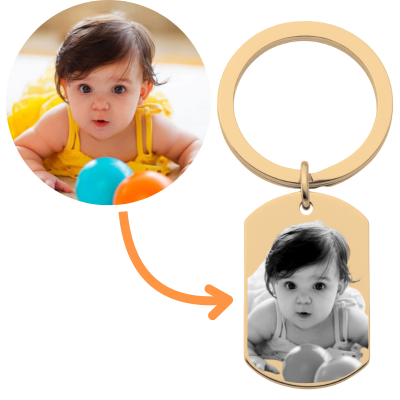 Personalised Dog Tag Photo Keyring – Front...