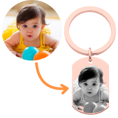 Personalised Dog Tag Photo Keyring – Front...