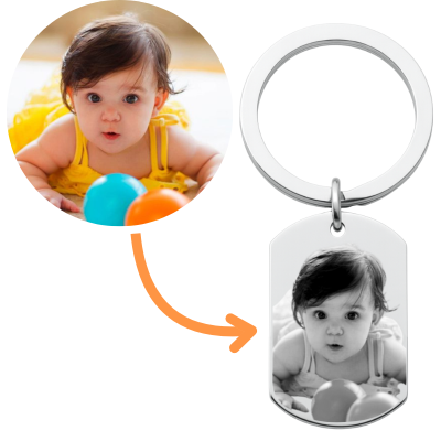 Personalised Dog Tag Photo Keyring – Front...