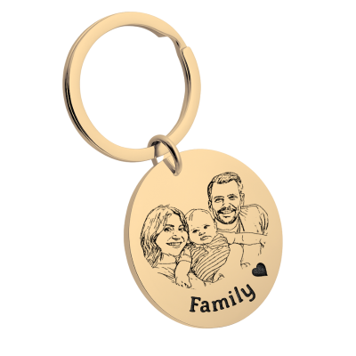 Picture-to-drawing Large Round Keyring –...