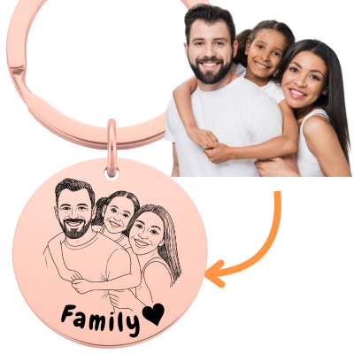 Picture-to-drawing Large Round Keyring –...
