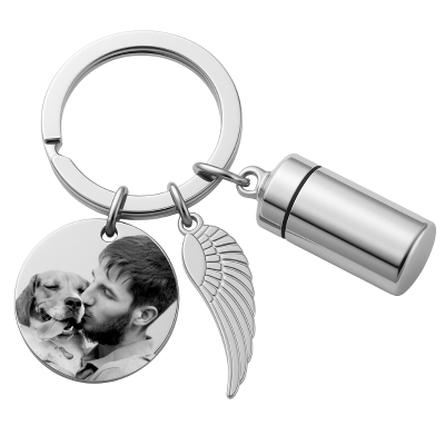 Personalised Memorial Photo Keyring with Ashes...