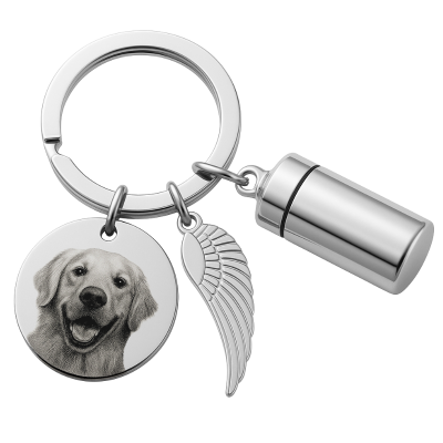 Personalised Memorial Photo Keyring with Ashes...